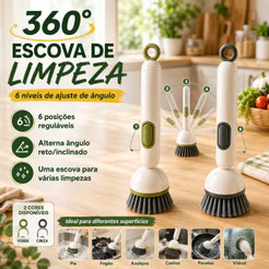 Escova de Limpeza com Dispenser 2 em 1 Escova Lava Louças Prática para Pratos Talheres e Utensílios de Cozinha