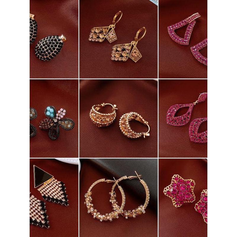 Europeu americano ins diamante Oval brincos Retro moda brincos nicho luz luxo High-End brincos femininos