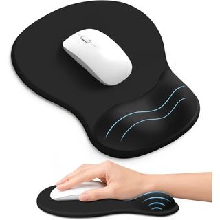 Mouse Pad Ergonômico com Apoio para o Pulso, Suporte de Gel para o Pulso, Preto