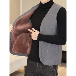 W inverno forro de lã engrossado colete térmico masculino engrossado exterior usar colete sem mangas algodão jaqueta na 