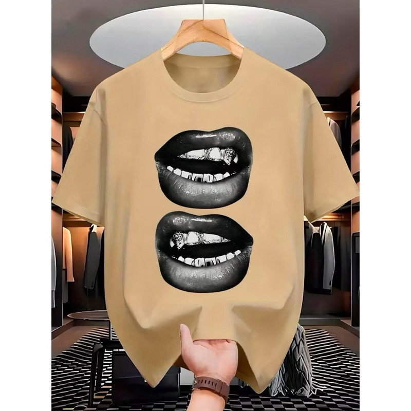Camiseta Feminina Estilosa Streetwear Algodão Premium Estampa Boca Envio Imediato — imagem 2 de 2