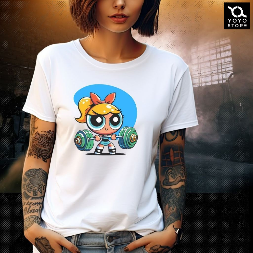 Camiseta Básica Branca Fitness | Super Poderosa Loira | Academia | Esporte | Em Poliéster e Elastano | Maior Conforto