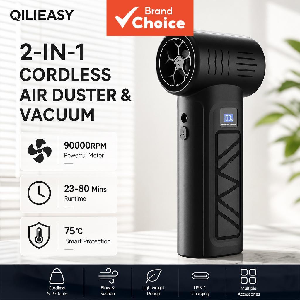 Qilieasy 16000pa Aspirador De Pó Portátil Sem Fio E Espanador De Ar 90000rpm LED De 4 Velocidades Para Carro/pc/Casa/Câm
