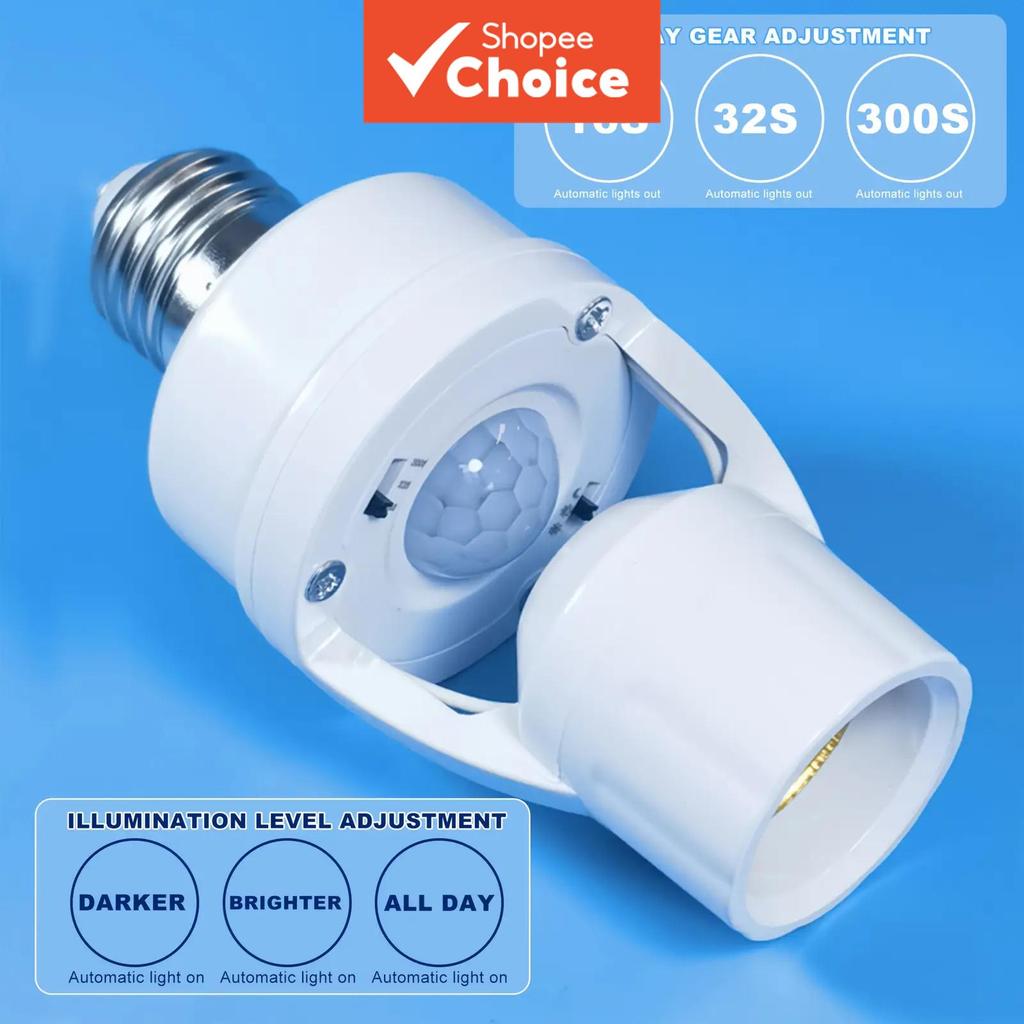 Suporte de Lâmpada com Sensor de Movimento PIR E27 AXUS Smart, Adaptador de Base de Lâmpada, AC 110V 220V, Soquete de
