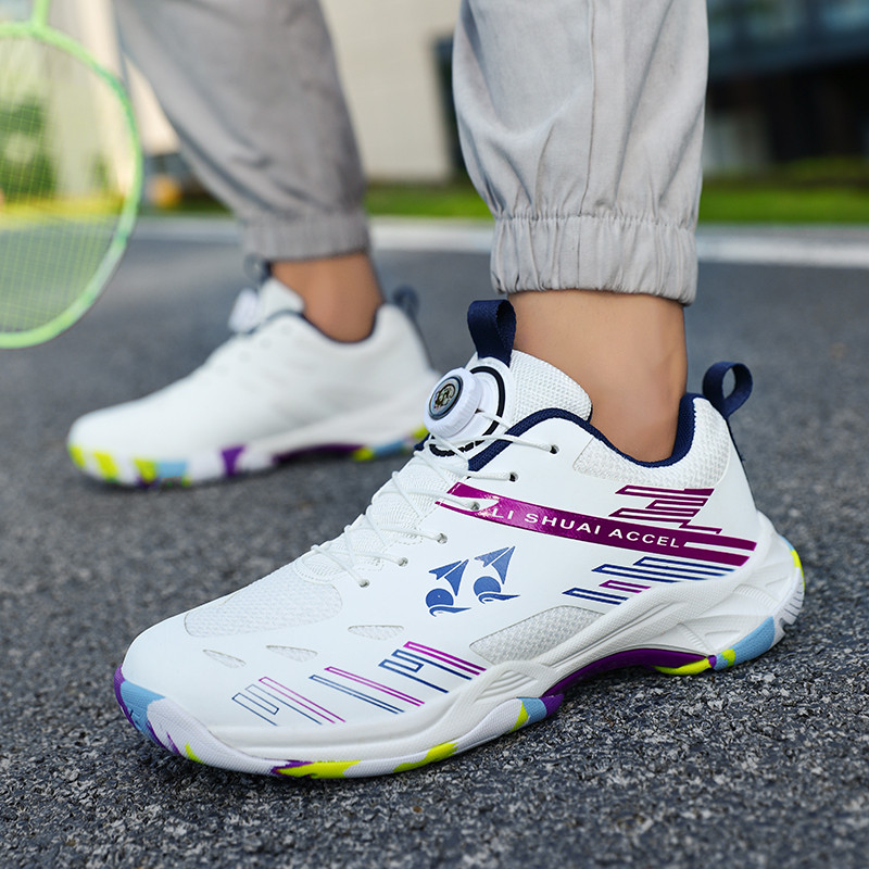 Botão rendas sapatos de Badminton suporte de placa de carbono malha respirável camuflagem sola treinamento