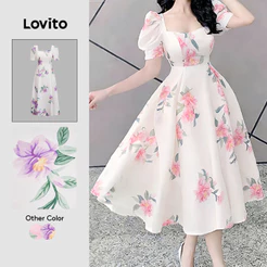 Lovito Vestido Elegante com Zíper Primavera/verão para mulheres LK5ED464
