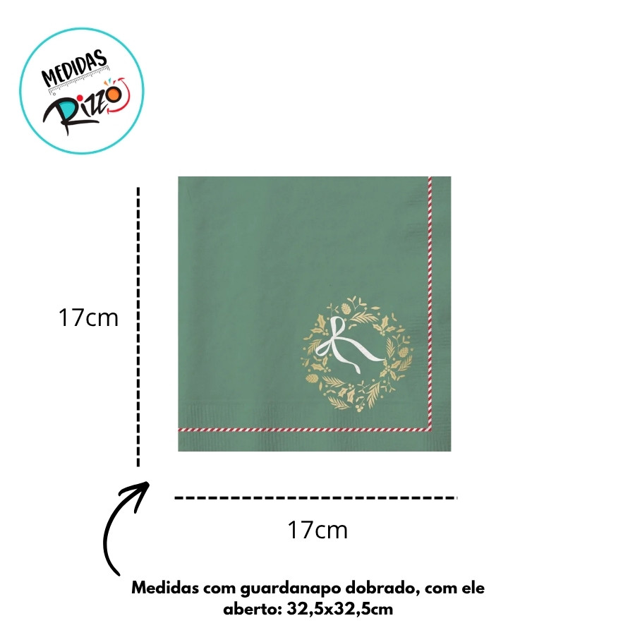 Guardanapo Papel Natalino Descartável - 32,5x32,5cm - 20 a 100 unidades - Mesa Posta Natal - Cromus | Rizzo — imagem 2 de 2