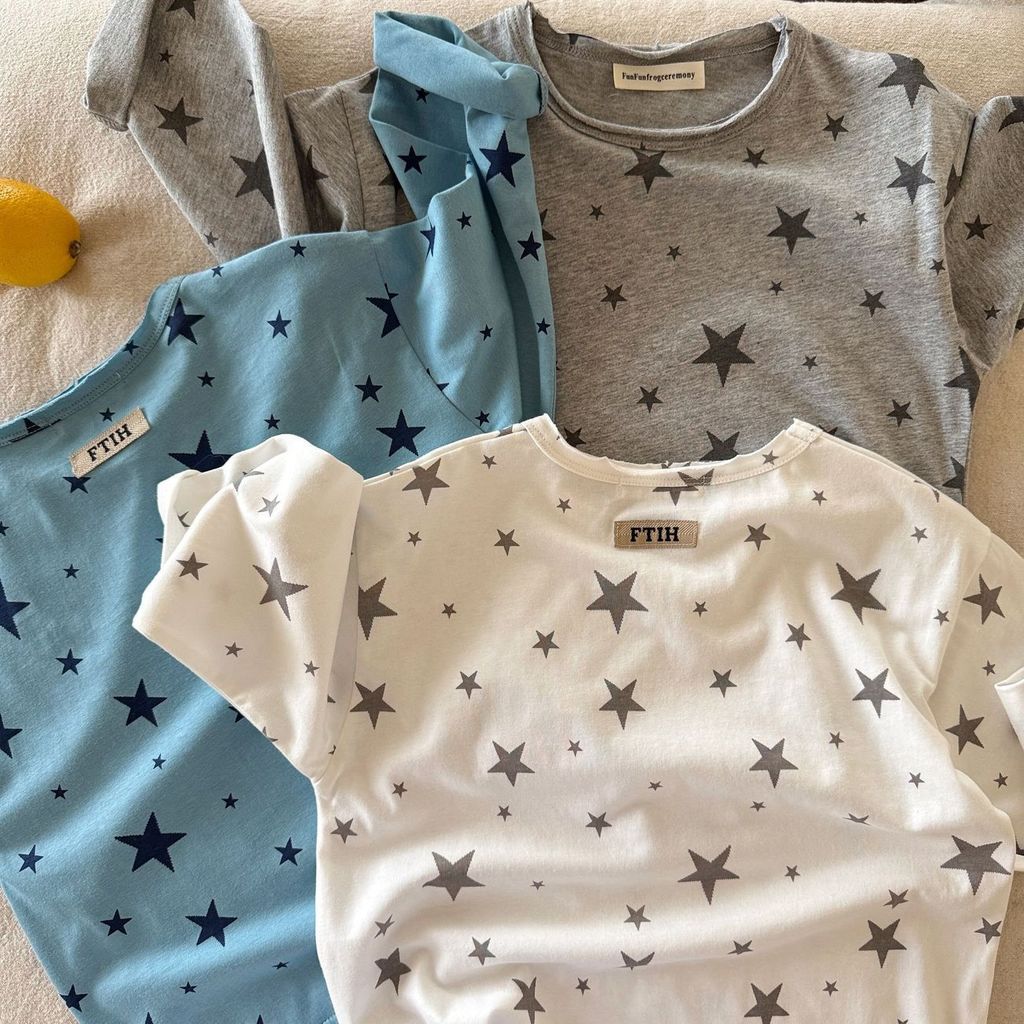 Crianças primavera outono novas estrelas All-Match meninos meninas bebê impressão completa de manga comprida camiseta de