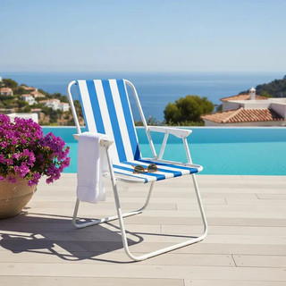 Cadeira Alta Premium Aço Leve Resistente Dobrável Praia Camping Piscina Pesca Cor Azul Preto Vermelho