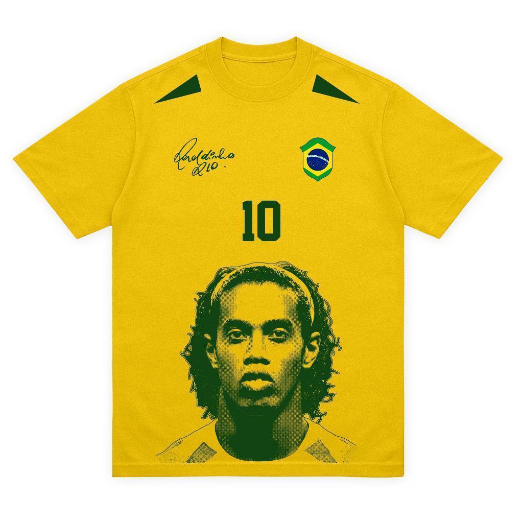 Camiseta Brasil T-shirt Estampa Ronaldinho Camisa Nova moda copa do mundo