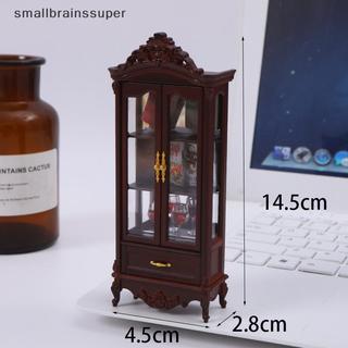 1/12 Casa De Bonecas Vintage Simulação Armário De Armazenamento Exibição Modelo Boneca Sala Estar Vinho Móveis Decoração