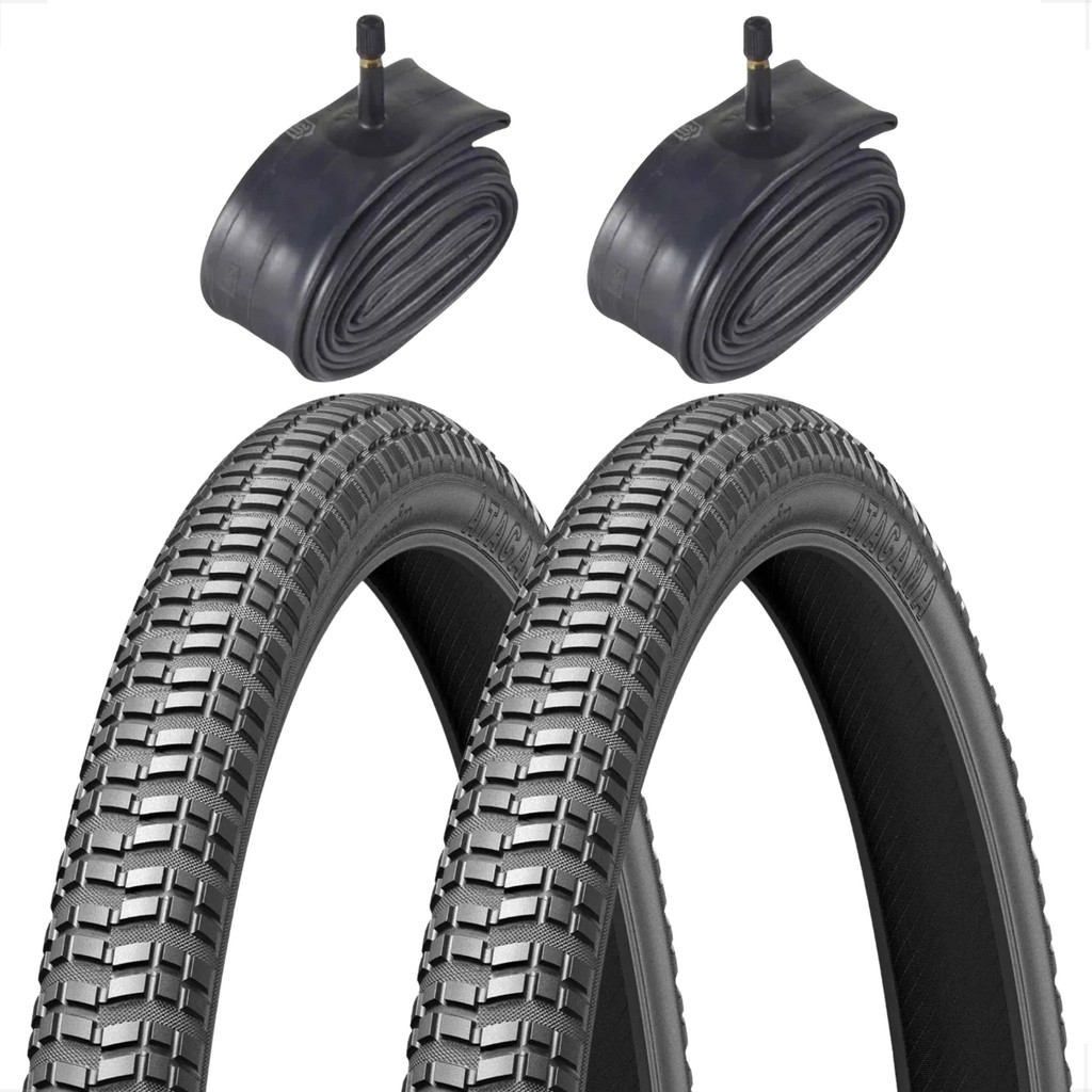 PAR Pneu Levorin Atacama Aro 26 x 1.95 + PAR Camara de ar Shiver bico grosso Bicicleta Bike Mtb Dh