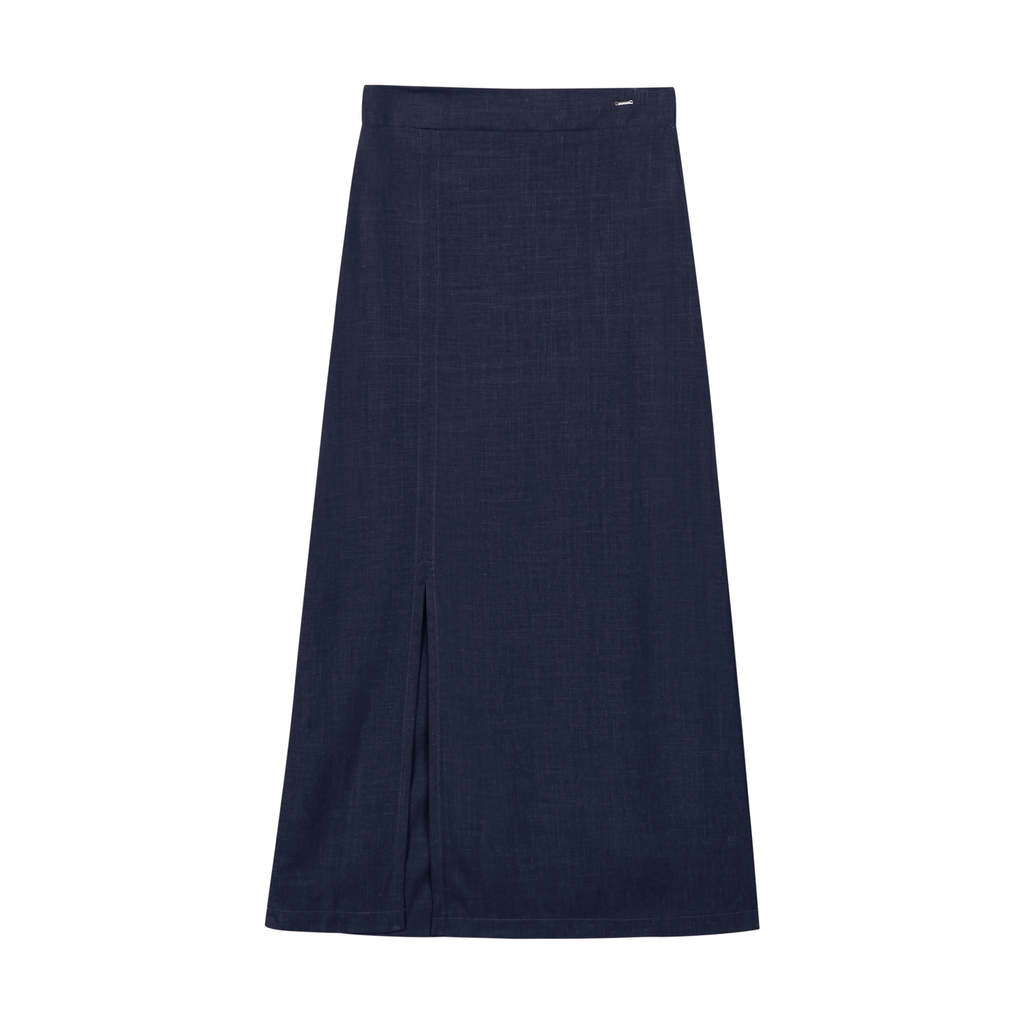 Saia Feminina Midi Fenda Lateral Marialícia Azul · foto 2