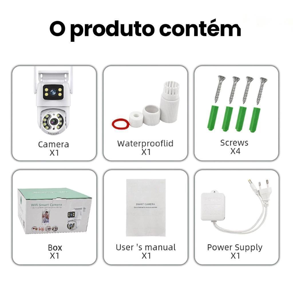 Kit 4 Câmeras Segurança Wi-Fi Dupla Lente 360° IP66 Visão Noturna com 4 MicroSD 16GB — imagem 2 de 2