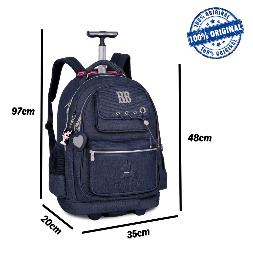 Kit Mochila de Rodinhas e Estojo Rebecca Bonbon Jeans — imagem 2 de 2