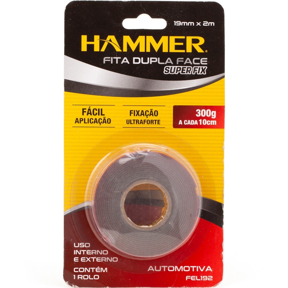 Fita dupla face multiuso automotiva 19mm x 2m FEL-192 - Hammer