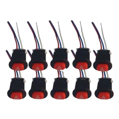 Kit 10x Botão interruptor Auxiliar Pisca Alerta Moto Carro 3 Fios