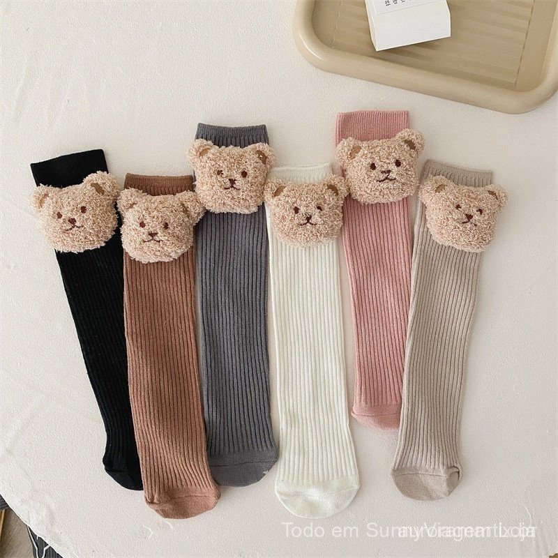 Meias Para Meninas E Meninos O Inverno Urso De Pelúcia De Outono Roupas Coreanas Adoráveis