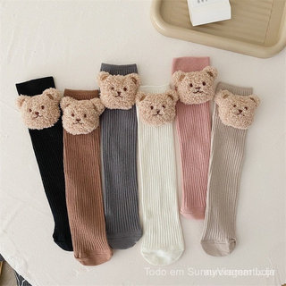 Meias Para Meninas E Meninos O Inverno Urso De Pelúcia De Outono Roupas Coreanas Adoráveis