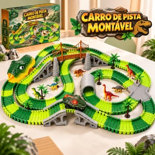 Pista Dinossauro Montável Infantil 194/259 Peças DIY Com Carrinho E Trilhos Flexíveis maravilha menino