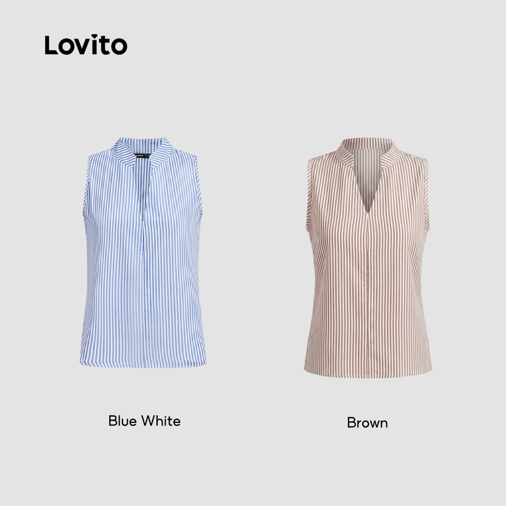 Lovito Elegante Blusa Marrom Feminina para Primavera/Verão L243AD668