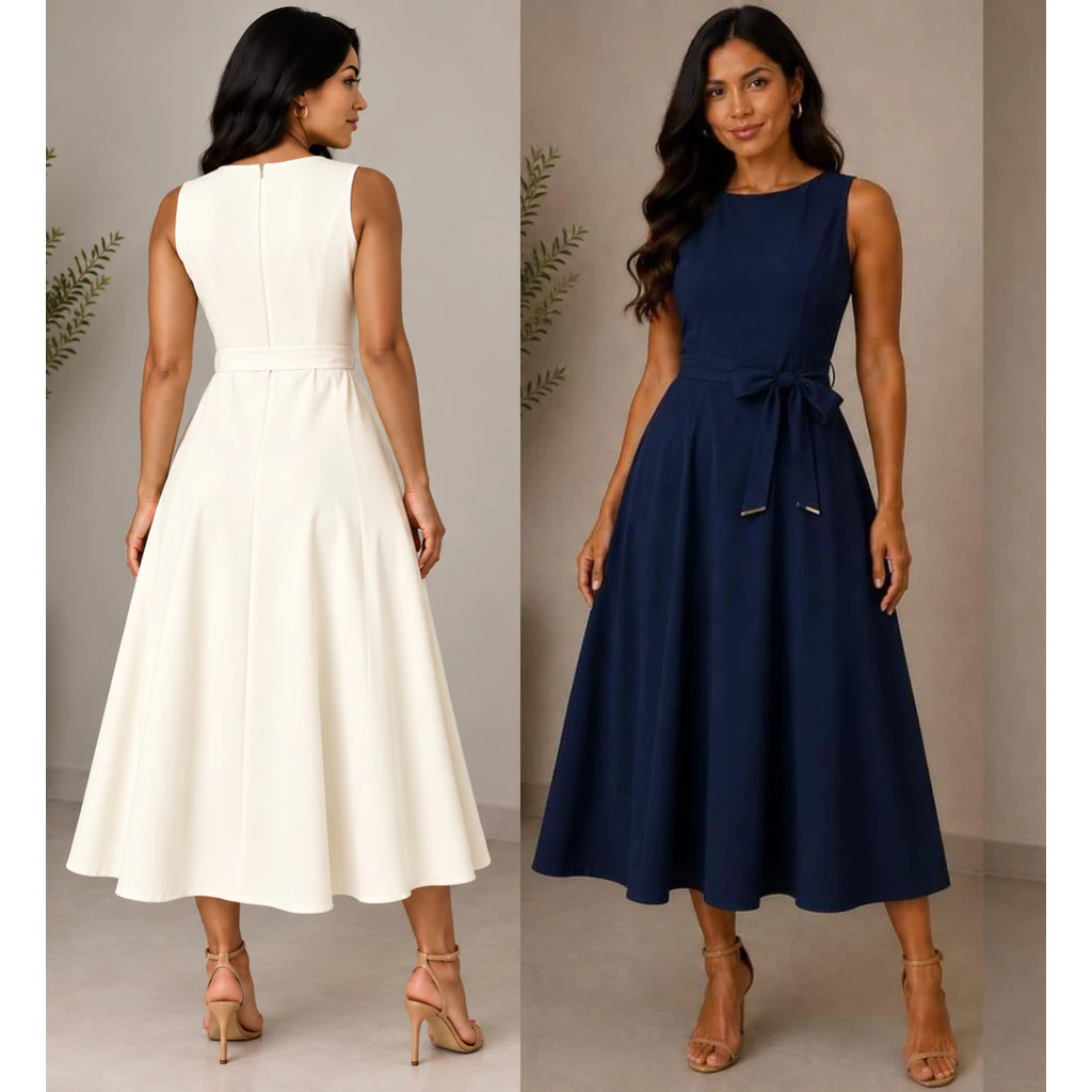 Vestido Midi Sensorial Marrant Feminino de luxo Elegante Princesa Amarração Cintura — imagem 1