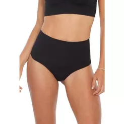 Calcinha Plie Modeladora Cintura Alta Fio Dental Tecido Duplo Preto