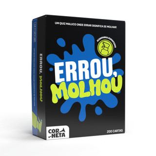 Jogo Errou Molhou Corneta Quiz Perguntas e Respostas com Borrifador de Água 200 Cartas Festa Família Amigos