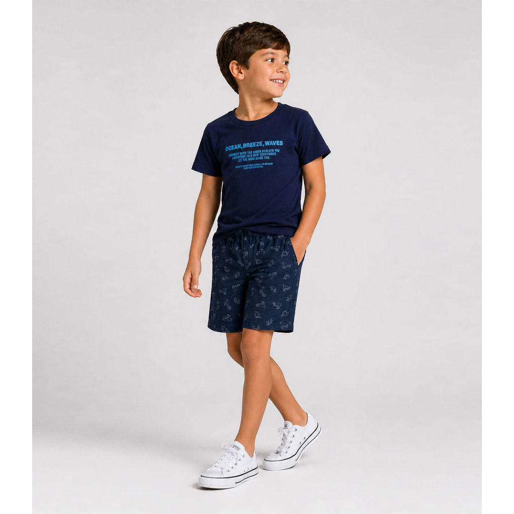 Conjunto Infantil Menino Curto Meia Malha Select Azul