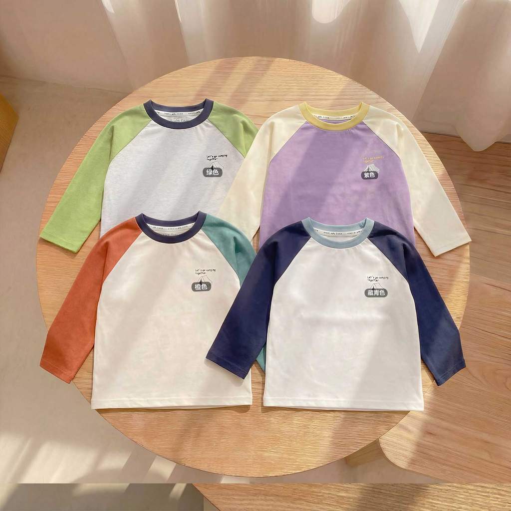 10A antibacteriano primavera crianças Raglan ombro manga comprida camisa de fundo bebê menino camiseta primavera novo es