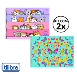 Kit Com 2 Caderno De Desenho Universitário 80 Folhas pepper Feminino - tilibra