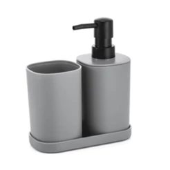 Kit de Acessórios de Banheiro Cinza (3 Peças)