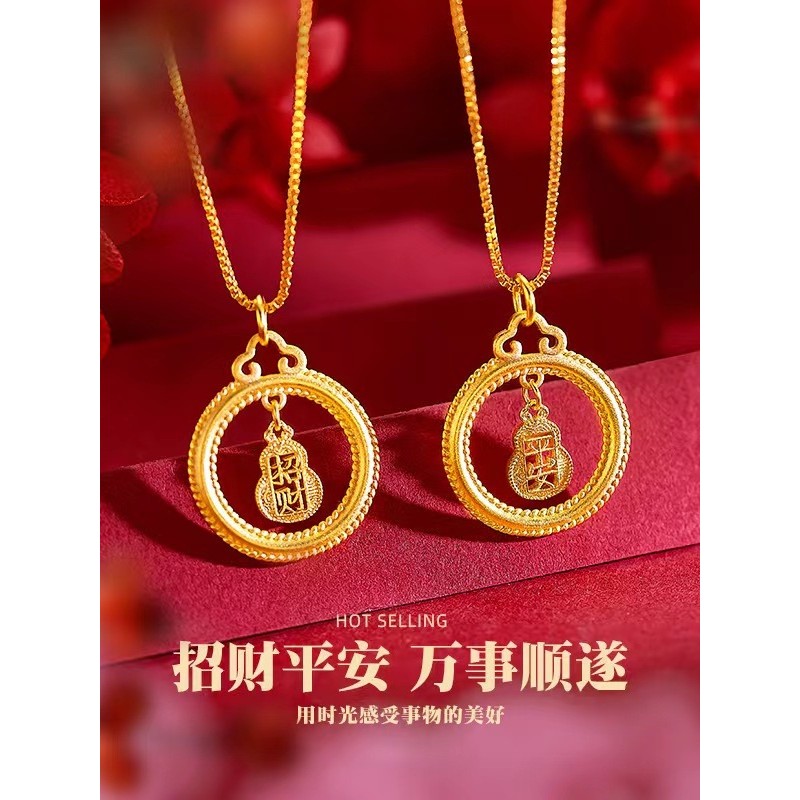 Vietnam areia ouro colar feminino sorte cabaça pingente clavícula colar simulação ouro 999 não desbota moda jóias