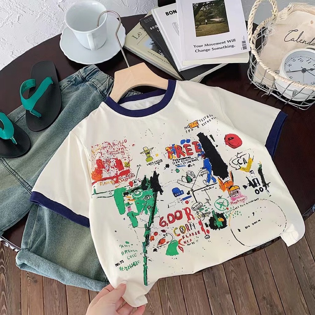 Bebê de manga curta meninos verão camiseta 2024 novo estilo crianças puro algodão camiseta crianças meia manga meninos v
