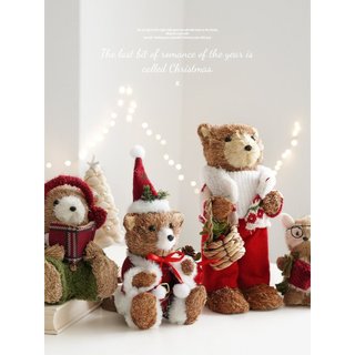 Nova decoração de mesa de natal palha espuma urso esquilo boneca boneca decoração de natal