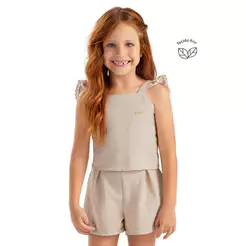 Conjunto Infantil Menina Listrado Eco Colorittá Bege