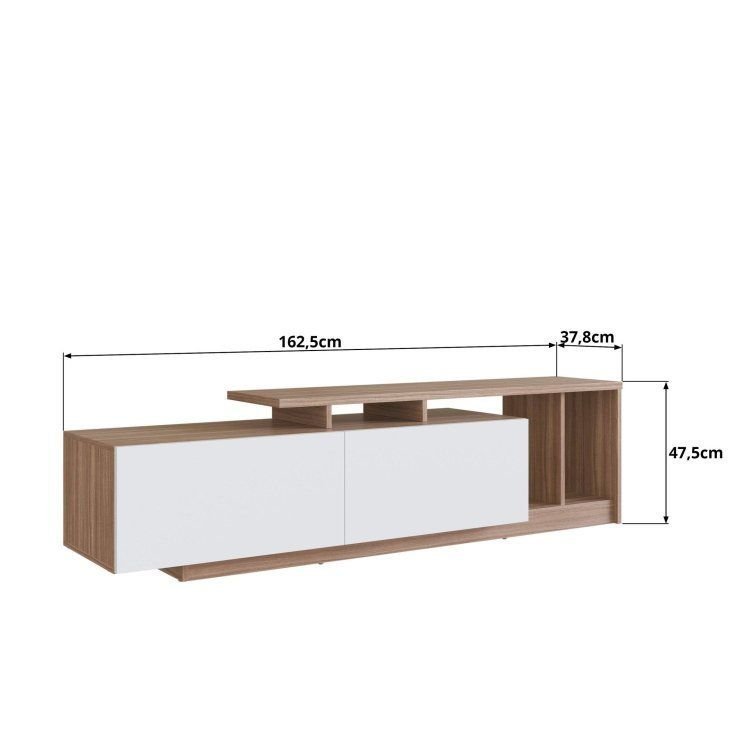 Rack para TV até 50 Polegadas 162,5cm Rodape 2 Portas e Nichos Linea Marrom Montana/Branco · foto 2