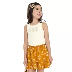Conjunto Infantil Menina Ribana Floral Elian Bege