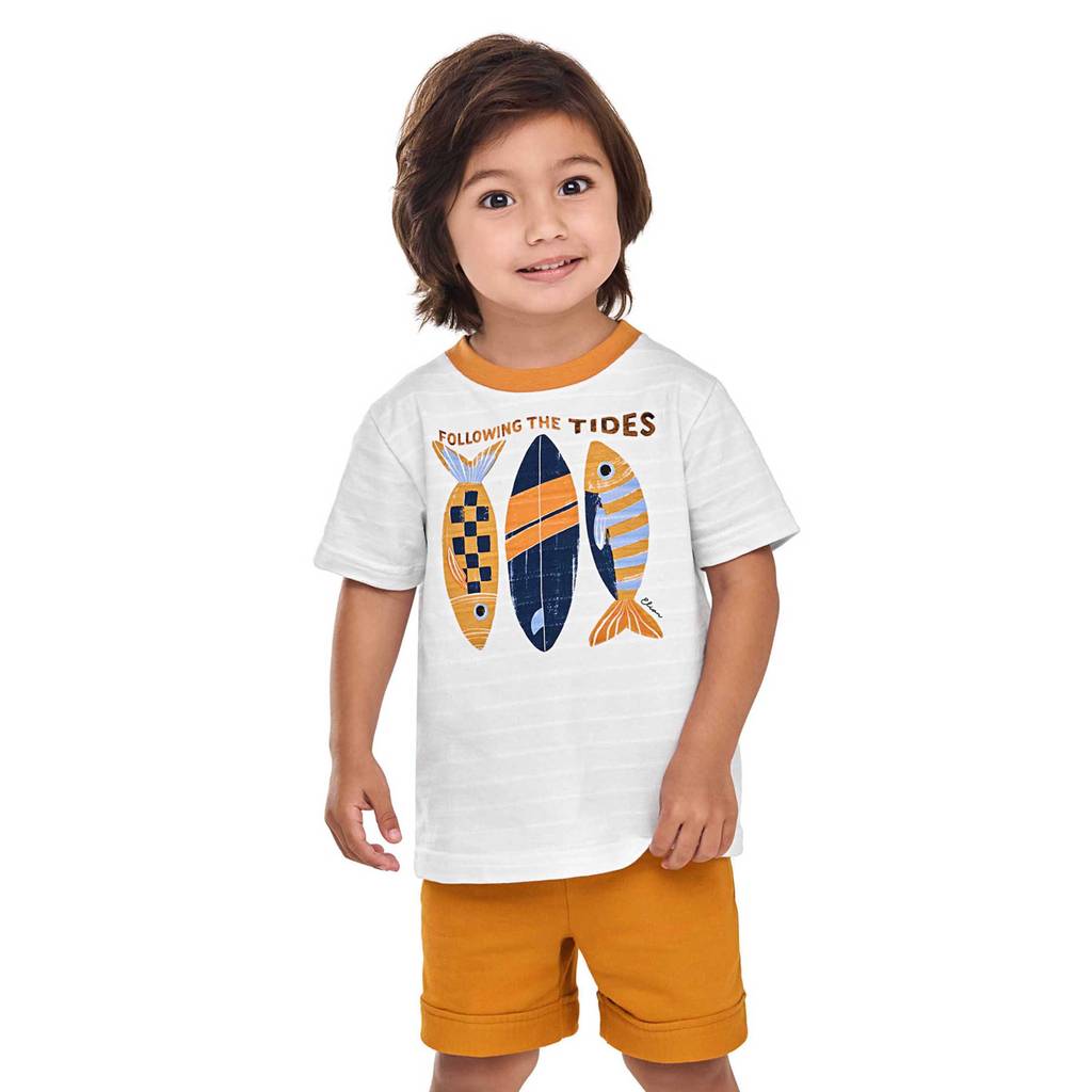 Conjunto Curto Infantil Menino Maré Elian Branco