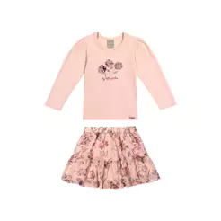 Conjunto Infantil Menina Floral Bordado Colorittá Rosa