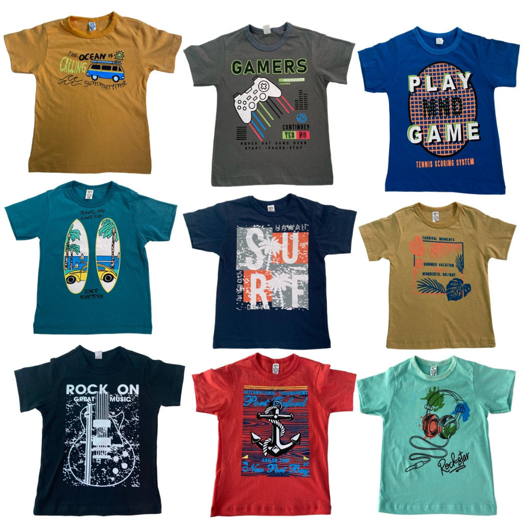Kit 4 Camisetas Manga Curta Estampado Desenho Infantil Menino Kids Sortidos Verão Masculino Básico
