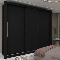 Guarda-Roupa Casal 3 Portas 100% MDF Milão Yescasa Preto Preto