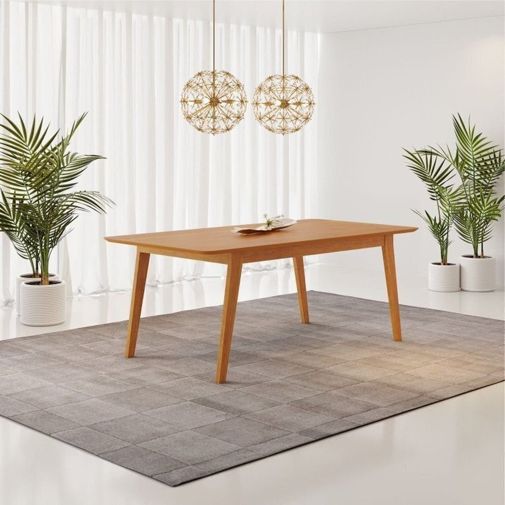 Conjunto Sala de Jantar Mesa 6 Cadeiras Industrial Madeira Maciça MDF Elegance Bless Yescasa Marrom Marrom/Whiskey · foto 2