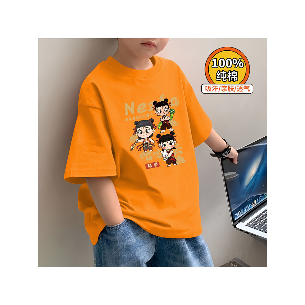 Camiseta de manga curta para meninos 2025 verão versão coreana venda quente médio grande crianças soltas All-Match H