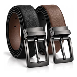 Cinto Masculino Couro Duplo Preto E Marrom Social Dupla Face