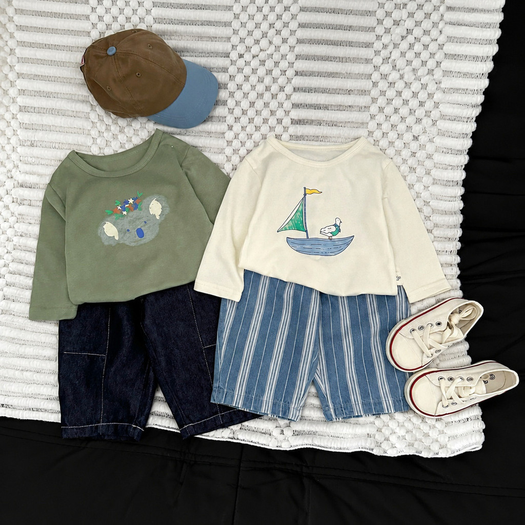 Crianças início do outono manga comprida camiseta bebê primavera outono dos desenhos animados impressão solta camisa de 