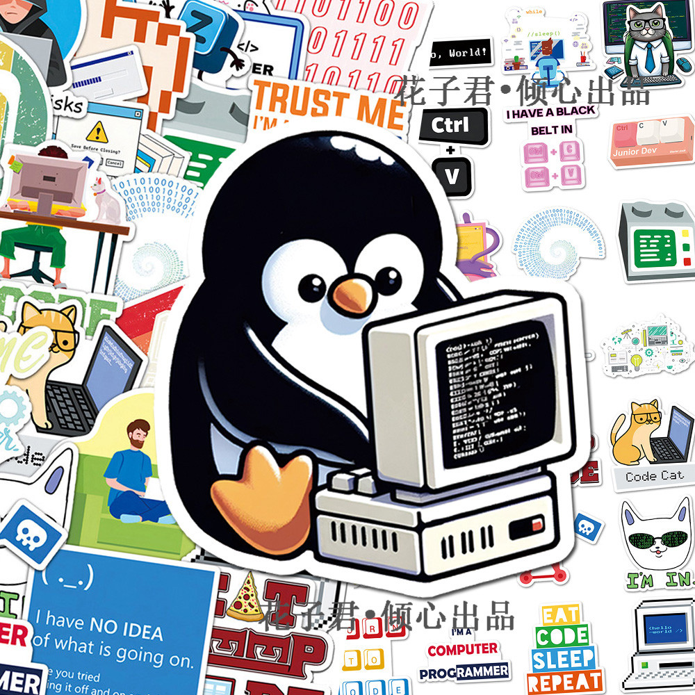 100 folhas programador dos desenhos animados adesivos único nicho Software código de programação manual caderno adesivos