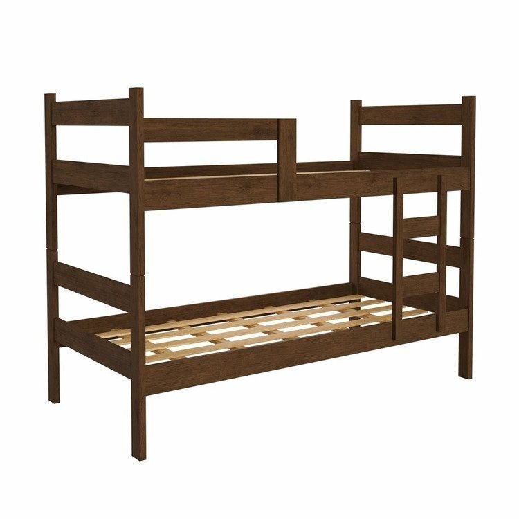 Beliche Solteiro com Escada e Proteção Antiquedas 100% MDF Prisma Plus Amadeirado Marrom Amadeirado · foto 2