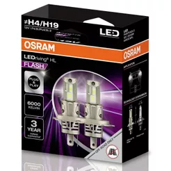 Par Lâmpada Led Osram LEDriving® HL Flash H4 H19 Compacta Super Branca 6000k 3 Anos de Garantia