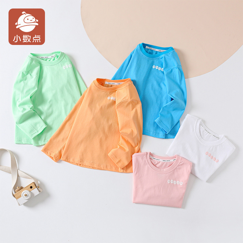 Pequenos pontos crianças camiseta de manga comprida primavera novo estilo meninos Casual em torno do pescoço camiseta pu